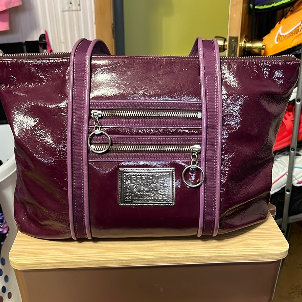 Gently used . Lg .coach bag. A few scoffs in the corner.